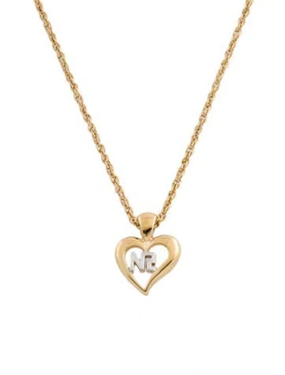 Pre-owned Nina Ricci Heart Logo Pendant Necklace, 18" In Multi