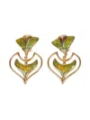 Nina Ricci Heart-shaped Dangle Earrings In Green