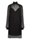 Nina Ricci Crinkled Silk Midi Dress In Black