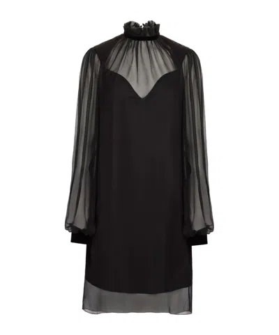 NINA RICCI HIGH-NECK BALLOON-SLEEVE MINI DRESS