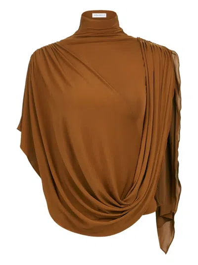 Nina Ricci High-neck Draped Top In Brown