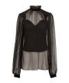 Nina Ricci High-neck Ruffled Top In Black
