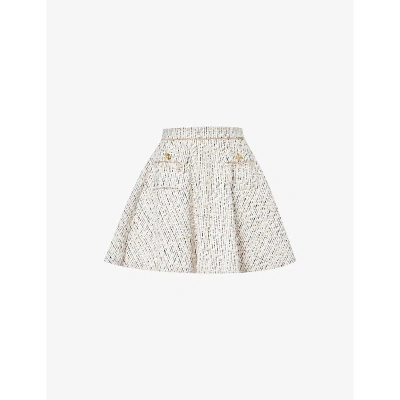 Nina Ricci Womens Beige Clair High-rise A-line Cotton-blend Mini Skirt