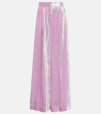 Nina Ricci High-rise Velvet Palazzo Trousers In Pink