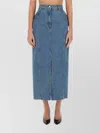 Nina Ricci High Waist Denim Skirt With Front Slit