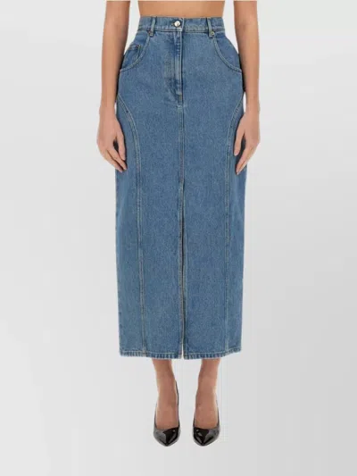 Nina Ricci High Waist Denim Skirt With Front Slit