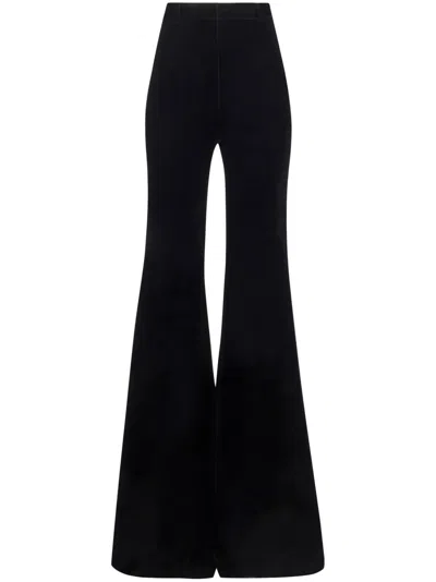 Nina Ricci High-waisted Flared Velvet Trousers In Black