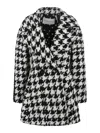 Nina Ricci Houndstooth Coat In Multicolour
