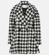 Nina Ricci Houndstooth Coat In Black