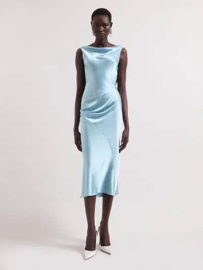 Nina Ricci Ice Blue Asymmetrical Satin Dress