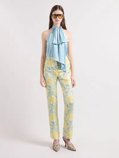 Nina Ricci Ice Blue Halterneck Satin Top