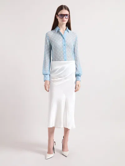 Nina Ricci Ice Blue Polka Dots Silk Shirt