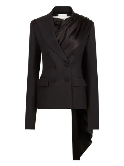 Nina Ricci Draped Blazer With Attached Scarf And Satin Detail In Multi
