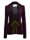 Nina Ricci Plum Velvet Tailored Blazer Bow In Purple