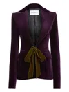 Nina Ricci Plum Velvet Tailored Blazer Bow In Multi