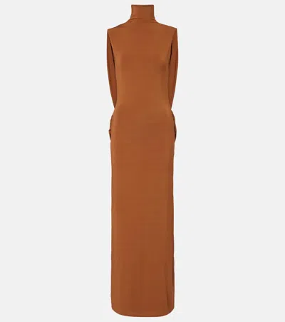 Nina Ricci Jersey Maxi Dress In Brown