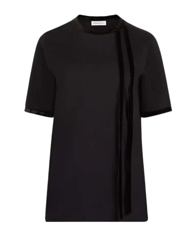 NINA RICCI JERSEY T-SHIRT WITH VELVET BOW RUBAN