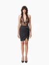 Nina Ricci Pinstripe Draped Midi Skirt