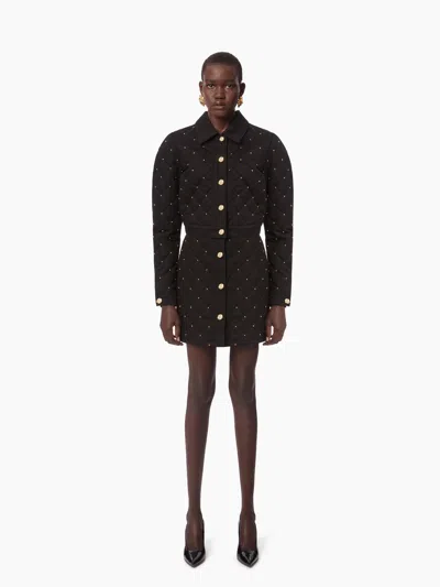 Nina Ricci Quilted Denim Skirt In Black