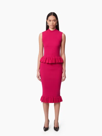 Nina Ricci Midi Skirt With Ruffled Peplum Xl In Brown