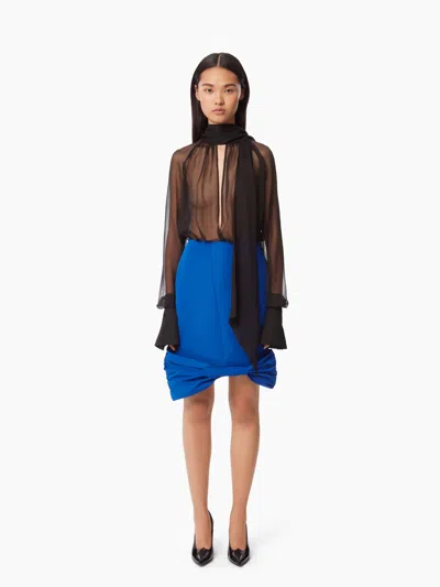 Nina Ricci Taffeta Bow Peplum Midi Skirt In Brown