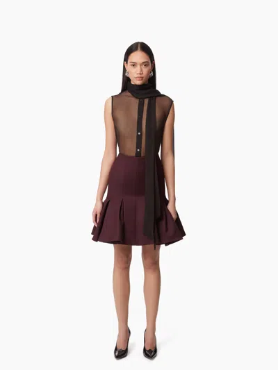 Nina Ricci Jupe Péplum En Laine In Brown