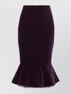Nina Ricci Knee Length Velvet Skirt With Ruffled Hem In Purple