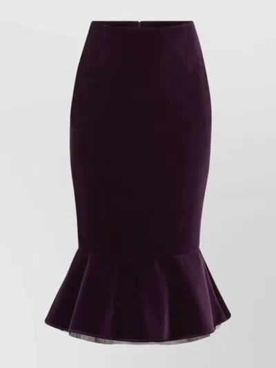 NINA RICCI KNEE LENGTH VELVET SKIRT WITH RUFFLED HEM