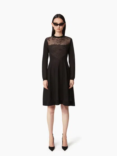 Nina Ricci Knit Midi Dress With In Black