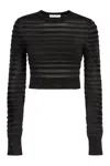 Nina Ricci Cropped Top With Tonal Stripe In Black