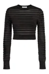 Nina Ricci Cropped Top With Tonal Stripe In Black