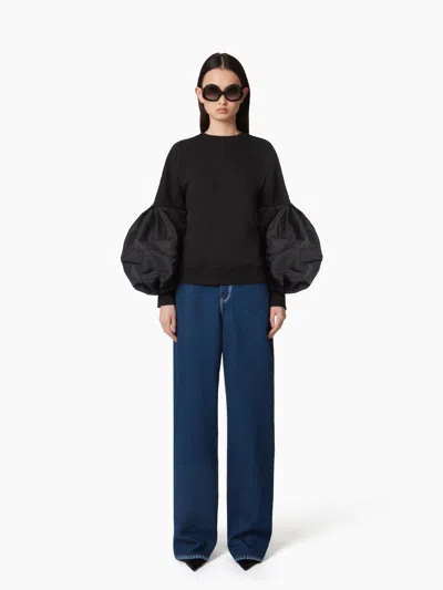 Nina Ricci Knitted Sweater With Cocoon Sleeves Xl In Black