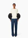 Nina Ricci Knitted Sweater With Cocoon Sleeves Xl In White