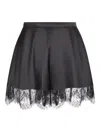 Nina Ricci Lace-detail Satin Shorts In Black