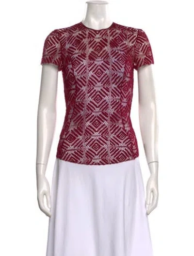 Pre-owned Nina Ricci Lace Lace Pattern Top In Burgundy