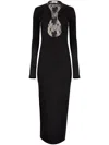 Nina Ricci Long Dress With Lace Inserts In Black