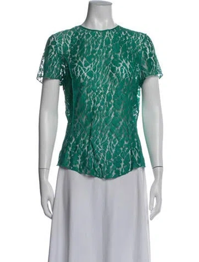 Pre-owned Nina Ricci Lace Pattern Crew Neck Blouse In Green