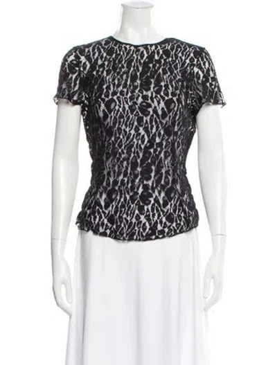 Pre-owned Nina Ricci Lace Pattern Crew Neck Top In Black