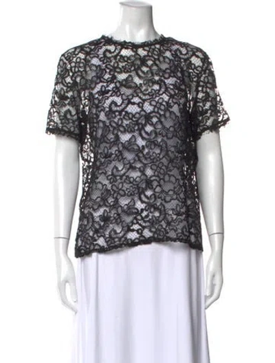 Pre-owned Nina Ricci Lace Pattern Crew Neck Top In Black