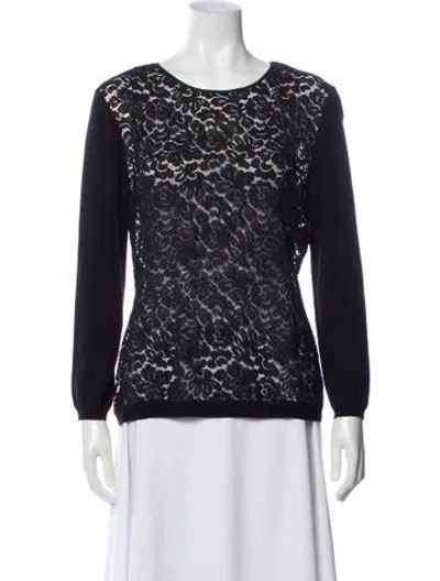 Pre-owned Nina Ricci Lace Pattern Crew Neck Top W/ Tags In Gray