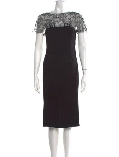 Pre-owned Nina Ricci Lace Pattern Knee-length Dress In Black