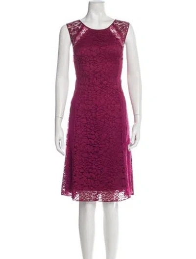 Pre-owned Nina Ricci Lace Pattern Knee-length Dress In Burgundy