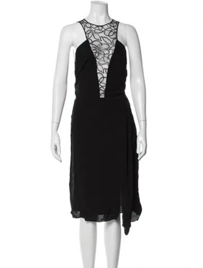 Pre-owned Nina Ricci Lace Pattern Midi Length Dress In Black