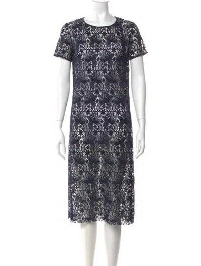 Pre-owned Nina Ricci Lace Pattern Midi Length Dress In Blue