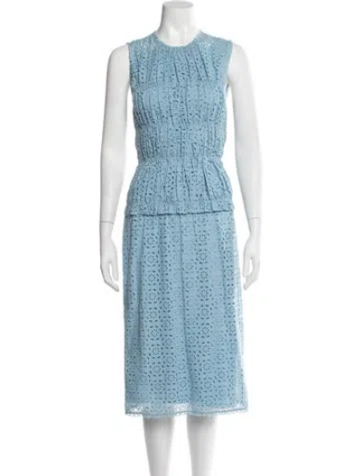 Pre-owned Nina Ricci Lace Pattern Midi Length Dress In Blue