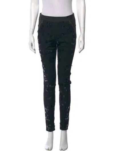 Pre-owned Nina Ricci Lace Pattern Skinny Leg Pants In Black