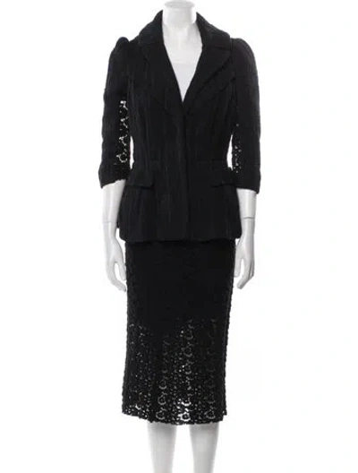 Pre-owned Nina Ricci Lace Pattern Skirt Suit In Black