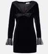 Nina Ricci Lace-trimmed Cotton Velvet Minidress In Black