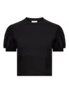Nina Ricci Lace-trimmed Puff-sleeve Top In Black