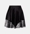 Nina Ricci Lace-trimmed Satin Miniskirt In Black